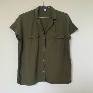 Old Navy Utility Shirt, Army Green, Olive Drab, M